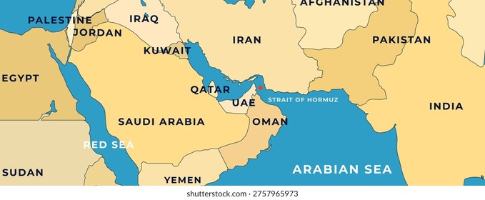 Strait of hormuz flat illustration