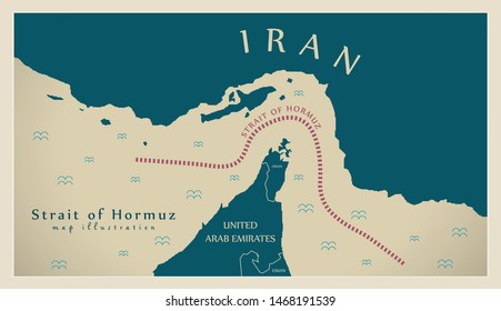 Strait Of Hormuz Map Illustration