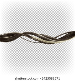 A strand of curly hair on a transparent background. 3d realistic illustration