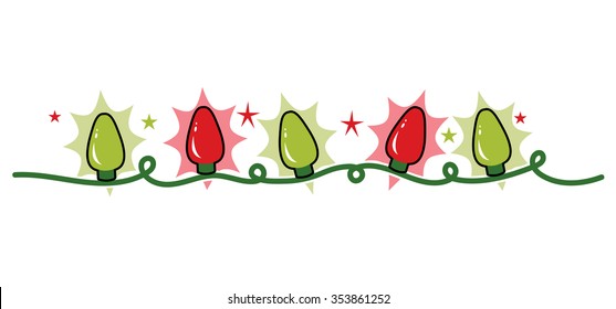 Strand string of holiday Christmas lights, red and green