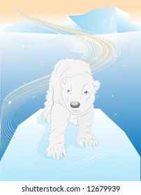 A stranded polar bear due to climate change.