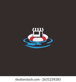 Stranded store floating in water