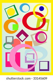Strange abstract frame with geometric figures