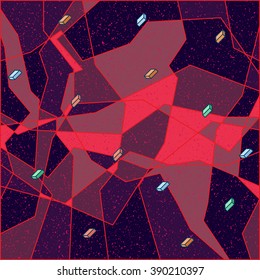 strange abstract stylized digital pattern with geometric figures