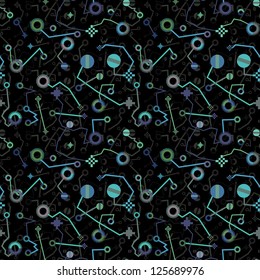Strange abstract symbols in vector seamless texture - the background