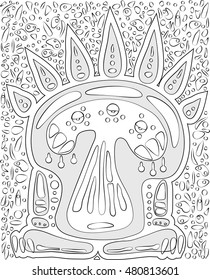 strange alien drawing on a white background with the simple patterns