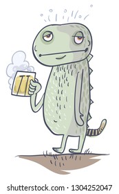 Strange animal drinking beer