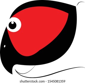 Strange Bird head cartoon. Black silhouette. Vector drawing. Isolated object on a white background