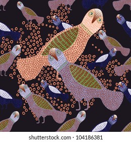 strange birds seamless pattern