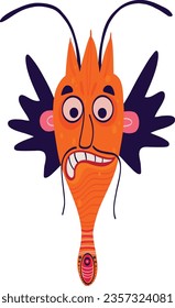 Strange cartoon illustration of a Halloween character. Illustration in modern childish hand drawn style