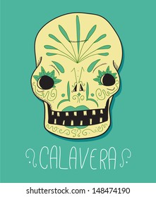 Strange cartoon mexican calavera skull