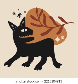 Extraña criatura. Abstracciones y un monstruo imaginario. Un animal ficticio y fantasioso. Ilustración única de ambos estilos. Perfecto para la plantilla de póster o postal, diseño de camisetas de moda.