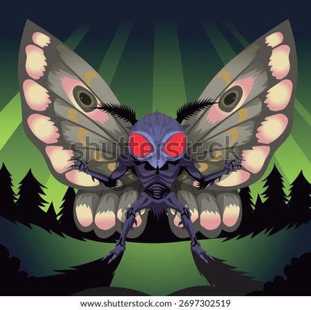strange cryptid mothman in the forest with moth wings