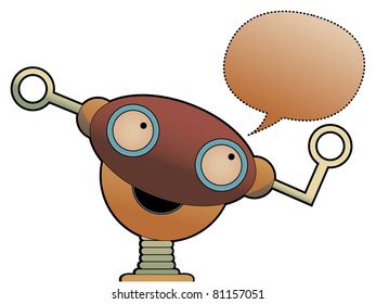 Strange cute robot head chat bubble text friendly vector