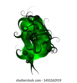 Strange doodle structure consisting of a randomly intertwined rounded curves on a white background. Complex colorful object recembling to an alien creature. Vector illustration.