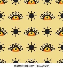 strange eyes seamless pattern on cream