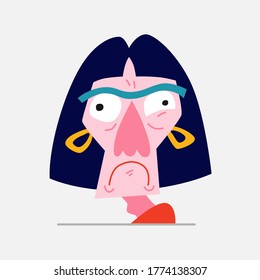 Strange Face Flat Illustration Isolated