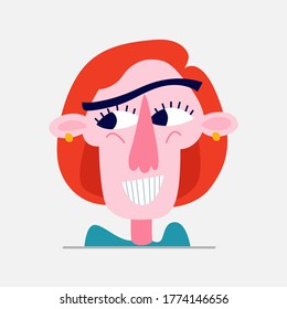 Strange Face Flat Illustration Isolated