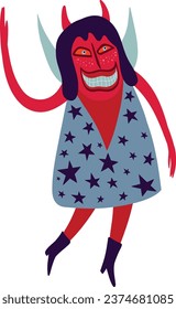 strange fairy character. Bright weird ugly character on Halloween. Cute quirky comic book characters in a modern flat hand-drawn style