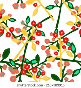 Strange flower seamless pattern. Contemporary botanical floral ornament. Creative plants endless wallpaper. Simple design for fabric, textile print, wrapping paper, cover. Vector illustration