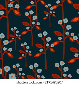 Extraño patrón de flor sin costura. Ornamento botánico floral contemporáneo. Plantas creativas y fondo de pantalla interminable. Diseño sencillo para tela, imprenta textil, papel envolvente, cubierta. Ilustración del vector