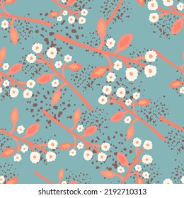 Seltsame Blume nahtloses Muster. Zeitgenössisches botanisches Blumendekor. Kreative Pflanzen endlose Tapeten. Einfaches Design für Stoff, Stoffdruck, Verpackungspapier, Deckel. Vektorgrafik