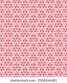 Strange Flowers (Pink Palette, Red) - Seamless Pattern - Repeating Vector Image; Easily Editable; Endless Design; Colorful lIlustration