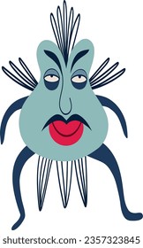 Strange funny bizarre insect. Cute bizarre comic characters in modern flat hand drawn style