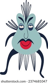 Strange funny bizarre insect. Cute bizarre comic characters in modern flat hand drawn style