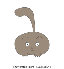 Strange funny cat. Isolated on a white background Vector illustration