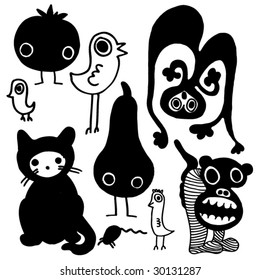 strange but funny creatures doodles