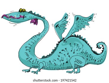 strange and funny dragon - cartoon