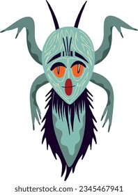 A strange funny fantastic spider. Halloween character. Cartoon illustration