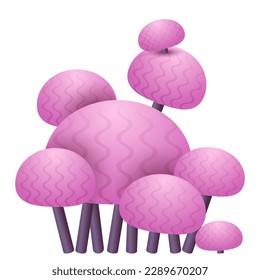  A strange futuristic abstract pink bush made of bright beautiful spheres in the style of games, for the design of space, parks, landscapes, cards