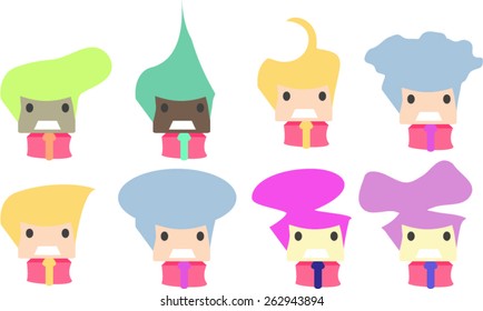 Strange hairstyles of flat design - illustration and vector esp 10