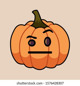 Strange Halloween pumpkin Icon Isolated on White Background. Halloween happy pumpkin vector icons, Emotion Variation. Simple flat style design elements. Silhouette spooky horror images of pumpkins
