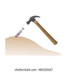 strange injection syringe with a hammer