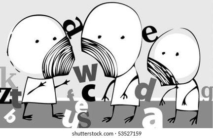 Strange little men got lost in the letters