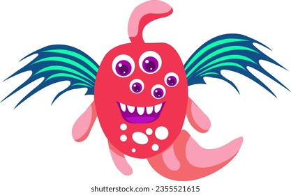 Strange monster character with cute expressing emotion