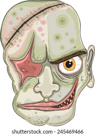 Strange Monster Head Vector Illustration/ Hand drawn of a monster head concept , editable vector illustration. 