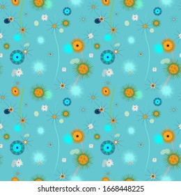 Strange, Mysterious and Fantastic Creatures of the Microworld, Abstract Fantasy. Vector Seamless Pattern. Possible Use in Design Solutions