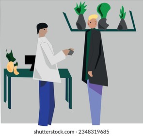 strange people illustration. a man at a doctor's appointment. treatment in the hospital. two people communicate svg
