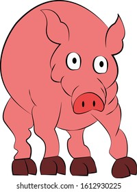 strange pink pig with big eyes