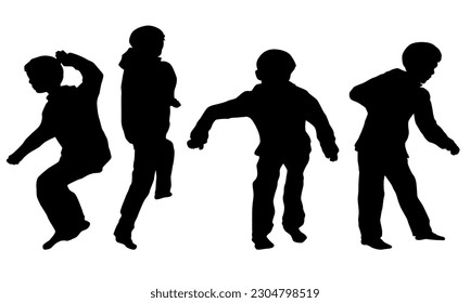 Strange pose of boys silhouettes