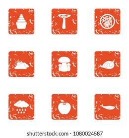 Strange pudding icons set. Grunge set of 9 strange pudding vector icons for web isolated on white background