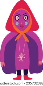 A strange quirky witch creepy grandmother. illustration in a modern childish hand-drawn style