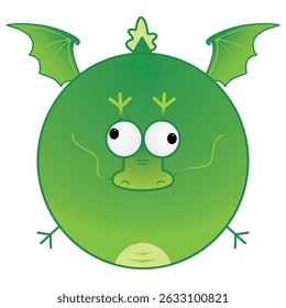 a strange round green dragon that has two wings