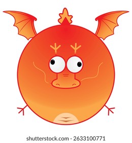 a strange round red dragon that has two wings