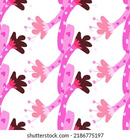 Strange shapes flower seamless pattern. Tropical plants endless wallpaper. Contemporary botanical floral ornament. Simple design for fabric, textile print, wrapping paper, cover. Vector illustration