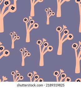 Strange shapes flower seamless pattern. Contemporary botanical floral ornament. Creative plants endless wallpaper. Simple design for fabric, textile print, wrapping paper, cover. Vector illustration